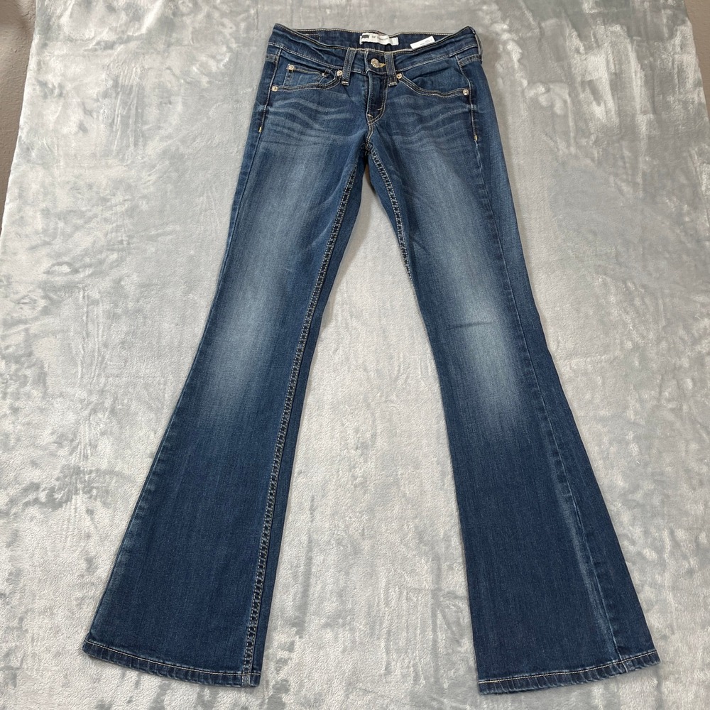 Levis Jeans Womens 24x32 518 Superlow Bootcut Medium Wash Low Rise Denim Flare